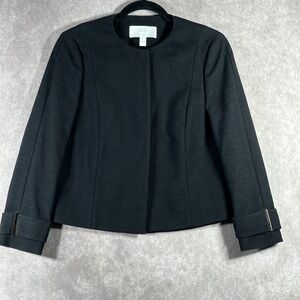 BOSS Hugo Boss Blazer Jacket Womens 4 Black Snap Front Career Office Business